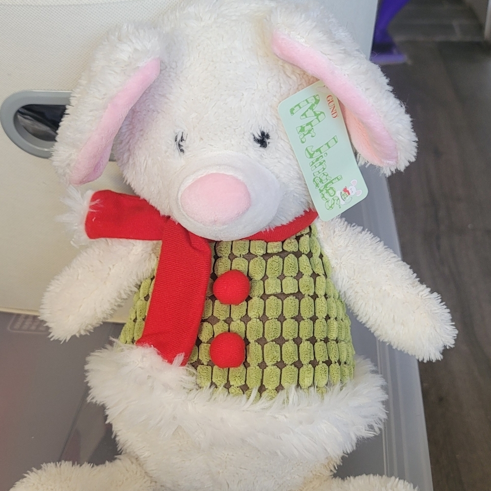 NWT GUND White Mouse Mr Jingles Holiday Plush 12.5"